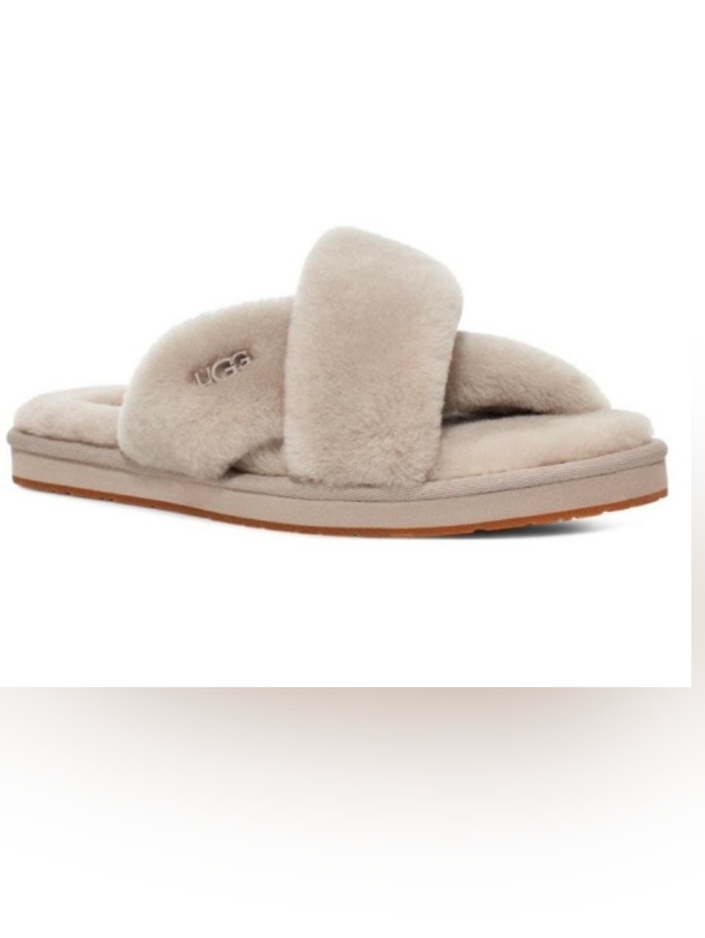 UGG Fuzzie Lamb Slides in Light Gray - Size 9